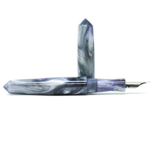 Load image into Gallery viewer, Purple Iris, Black, & White Spreadbury Loft Bespoke Fountain Pen JoWo/Bock #6