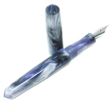 Load image into Gallery viewer, Purple Iris, Black, & White Spreadbury Loft Bespoke Fountain Pen JoWo/Bock #6