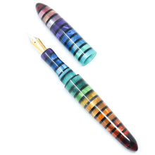 Load image into Gallery viewer, Jewel Tone Stripe 3 Havana Rainbow Loft Bespoke Fountain Pen JoWo/Bock #6