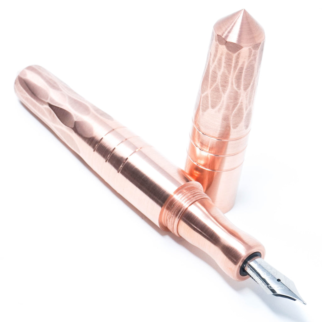 Copper ('Rose Gold') Hammered Spreadbury Loft Bespoke Fountain Pen JoWo/Bock #6