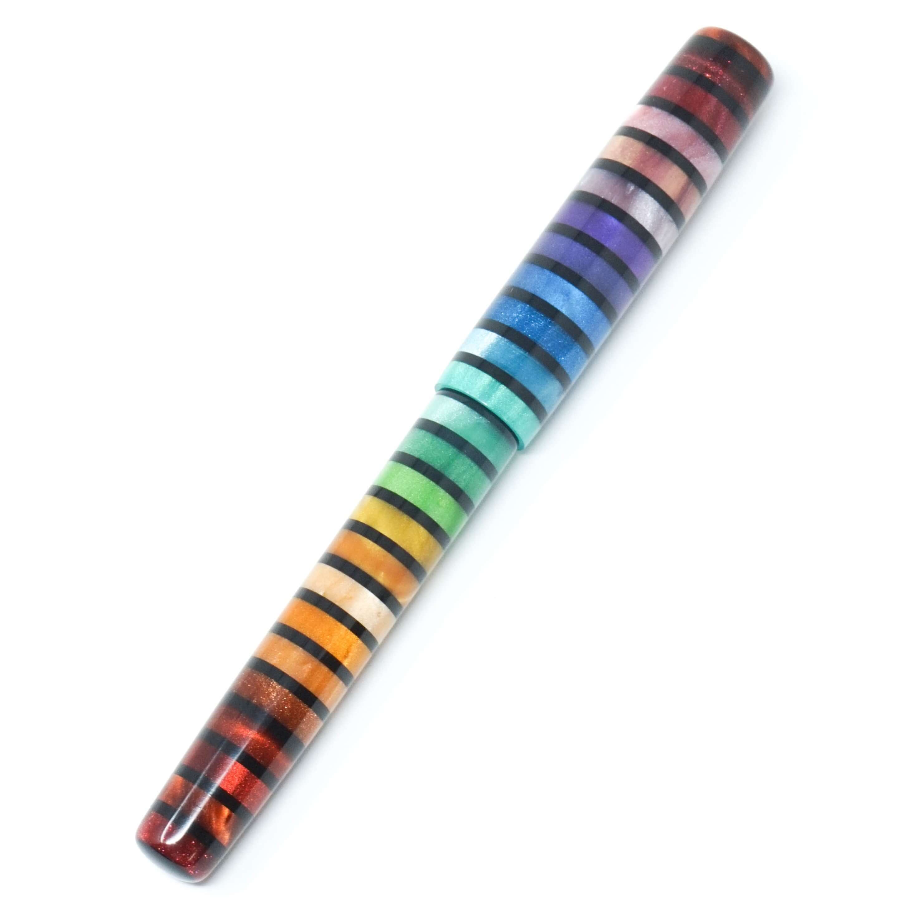 Jewel Tone Stripe 4 Highworth Slim Rainbow Loft Bespoke Fountain Pen JoWo/Bock #6