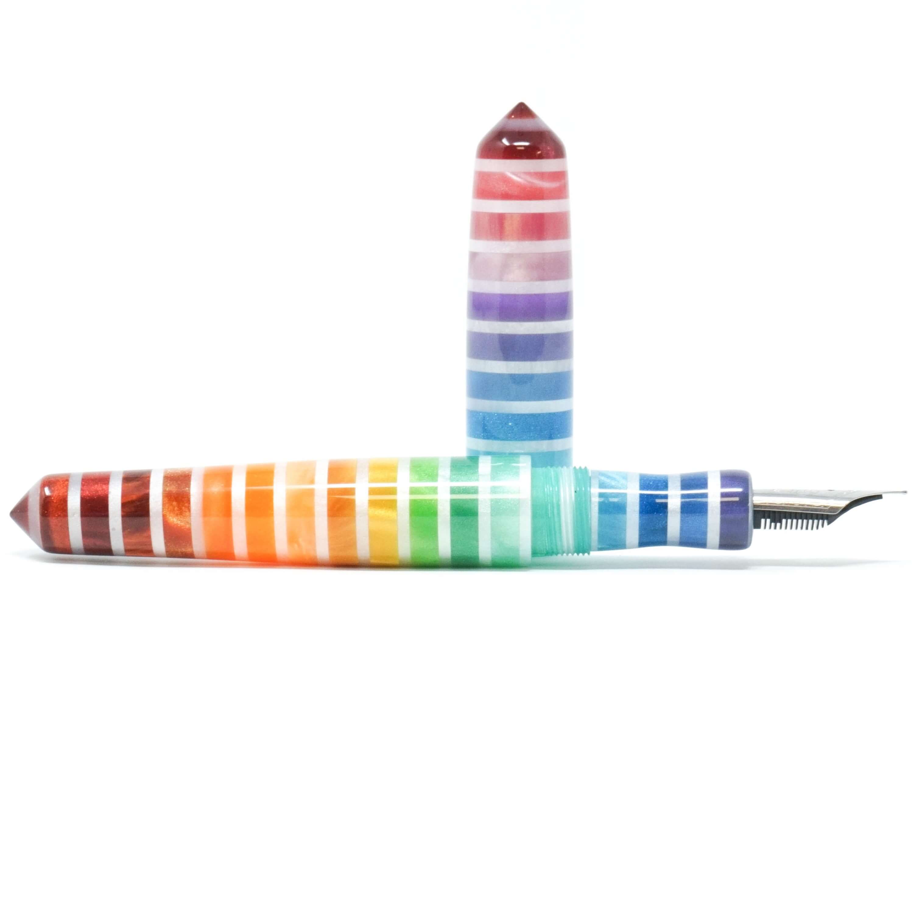 Jewel Tone White Rainbow Spreadbury Loft Bespoke Fountain Pen JoWo/Bock #6