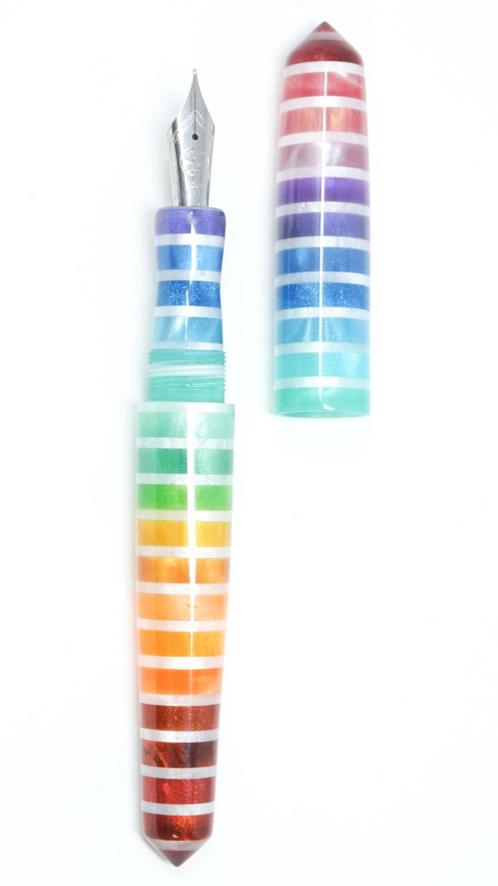 Jewel Tone White Rainbow Spreadbury Loft Bespoke Fountain Pen JoWo/Bock #6