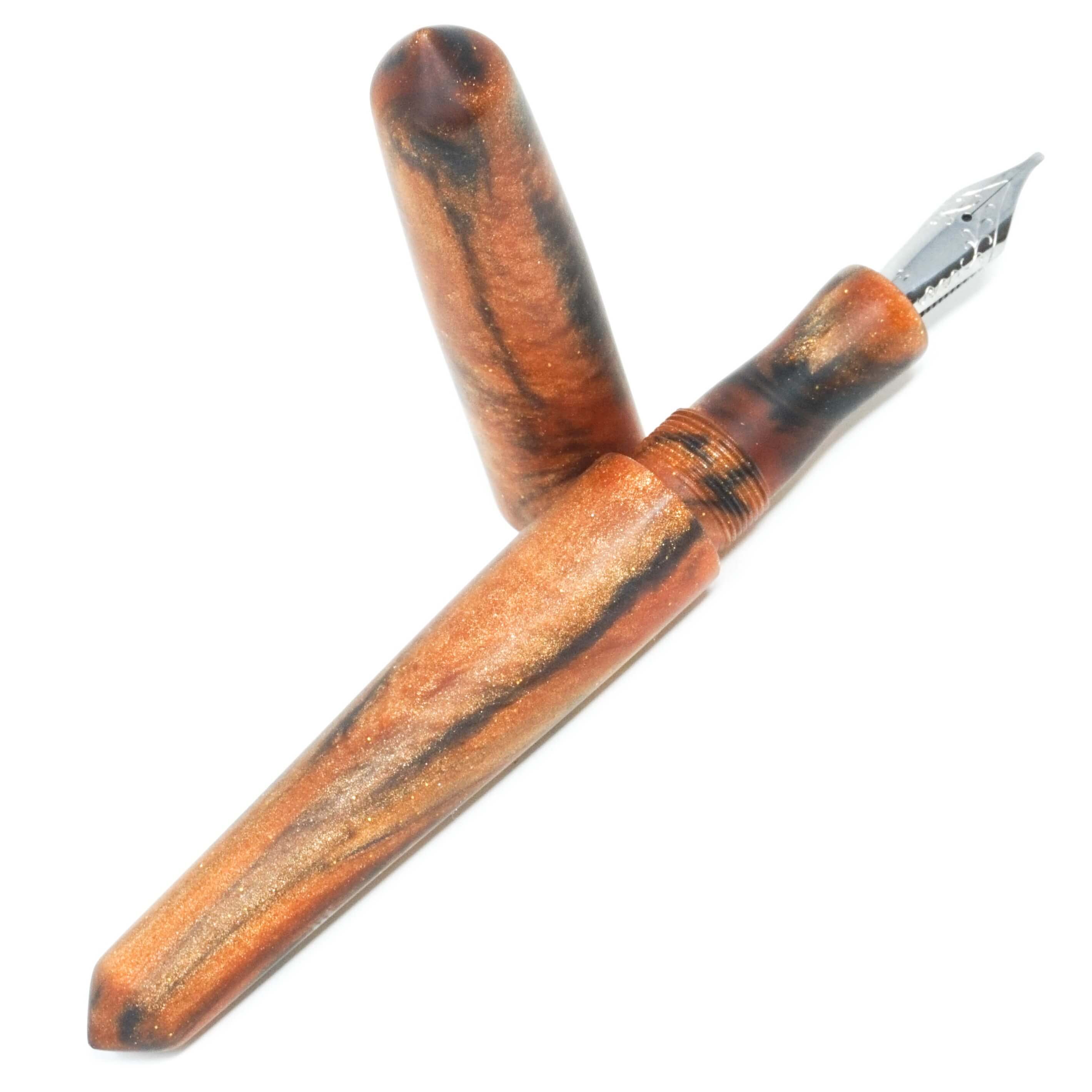 Antique Copper & Black Satin Spreadbury Loft Bespoke Fountain Pen JoWo/Bock #6