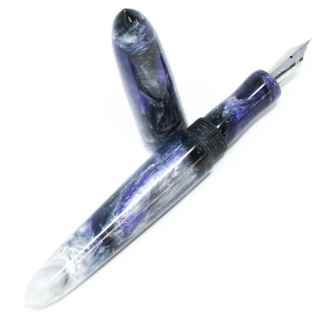 Purple Iris, Black, & White Havana XL Grand Loft Bespoke Fountain Pen JoWo/Bock #6