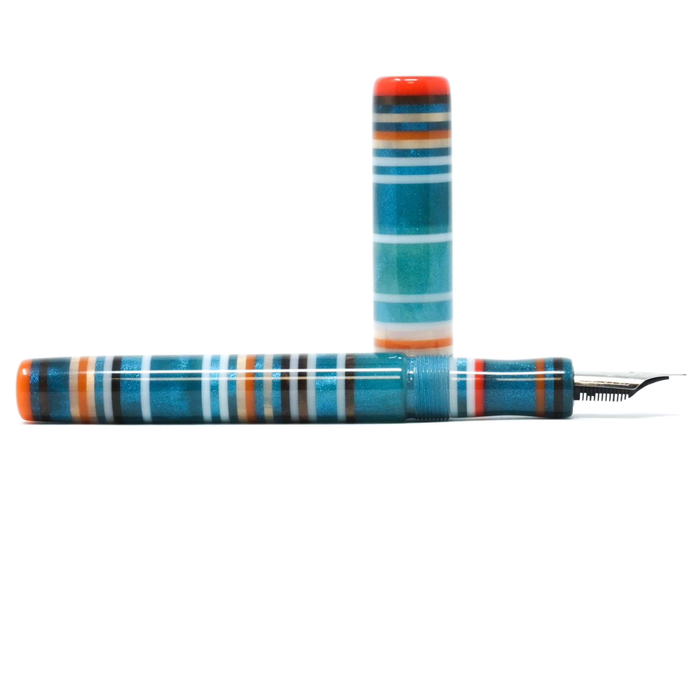 Peacock Stripe Highworth Loft Bespoke Fountain Pen JoWo/Bock #6