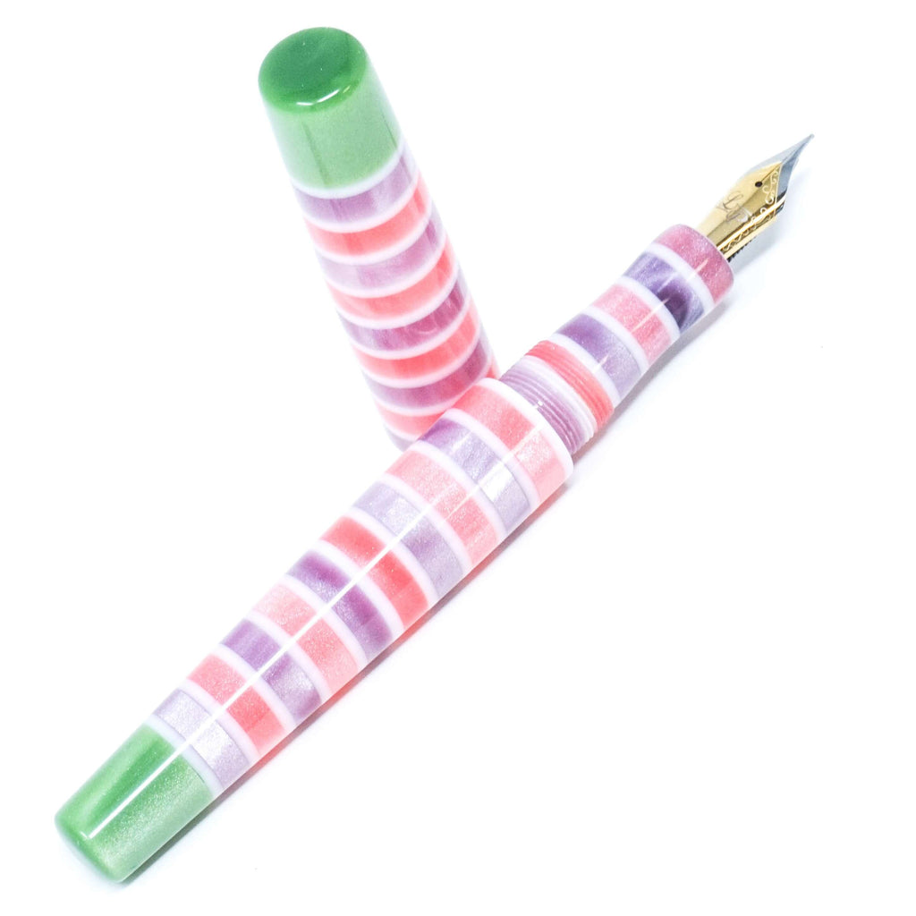 Olive Striped Candy Langley Loft Bespoke Fountain Pen JoWo/Bock #6